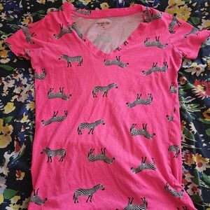 Arizona Jean Company Pink Short Sleeve Tee with Zebra Print